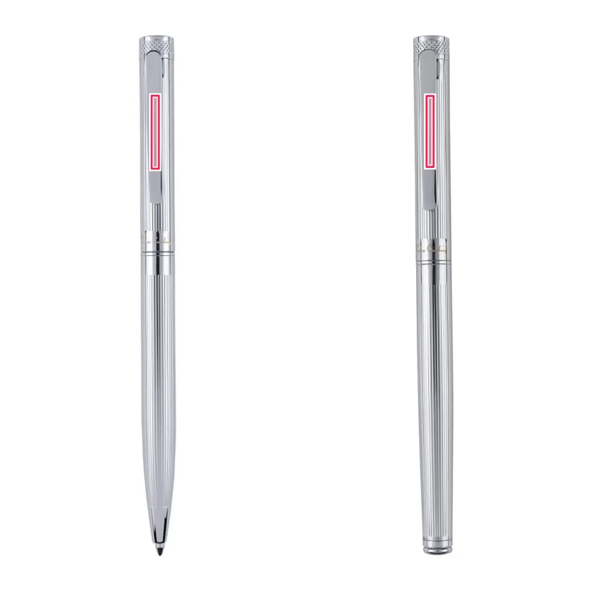 Print location: RENEE Metal Ballpoint Pen & Rollerball Set Silver - Pen & Rollerball Clip
