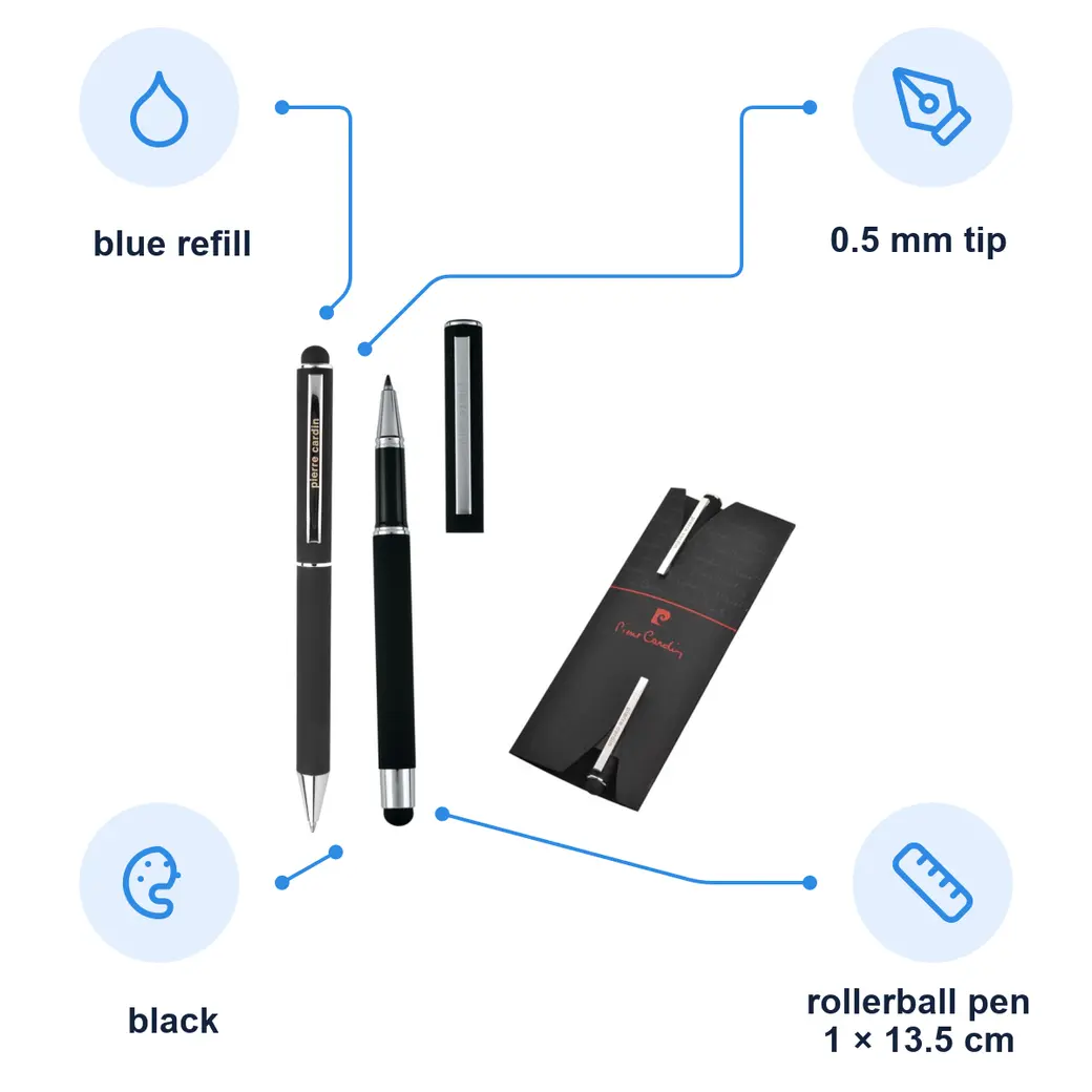 Infographic: PIERRE CARDIN CLAUDIE SET Ballpoint pen and rollerball set, black