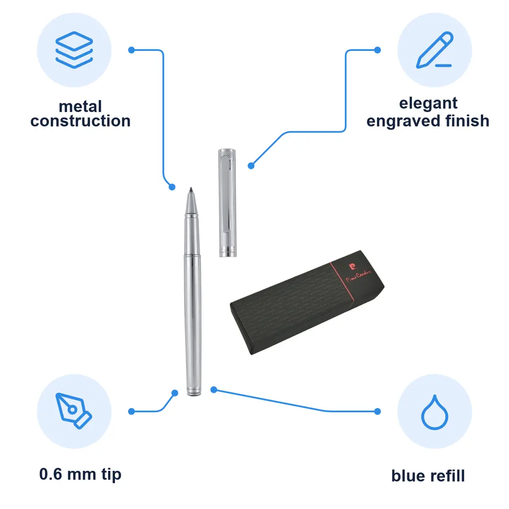 Infographic: PIERRE CARDIN RENEE Metal rollerball pen, silver
