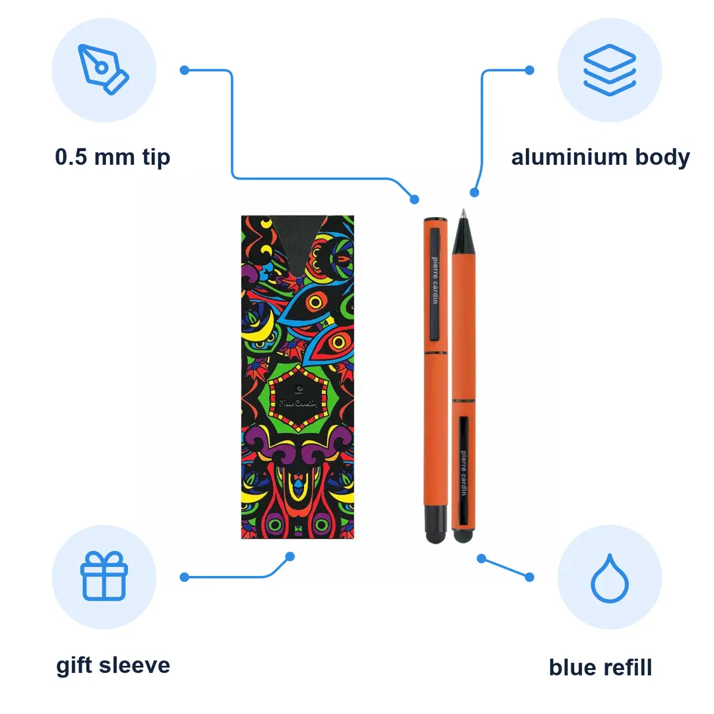 Infographic: PIERRE CARDIN CELEBRATION SET Ballpoint pen and rollerball set, orange