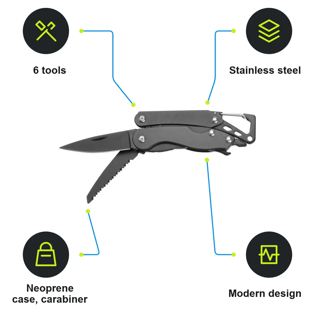 Infographic: SCHWARZWOLF AWU Mini Multi-Tool, 6 pcs, Black