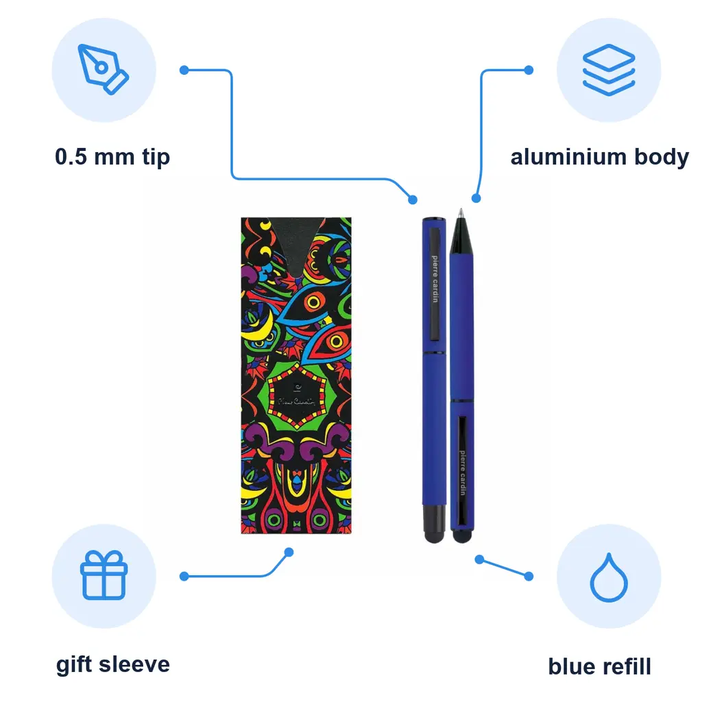 Infographic: PIERRE CARDIN CELEBRATION SET Ballpoint pen and rollerball set, dark blue