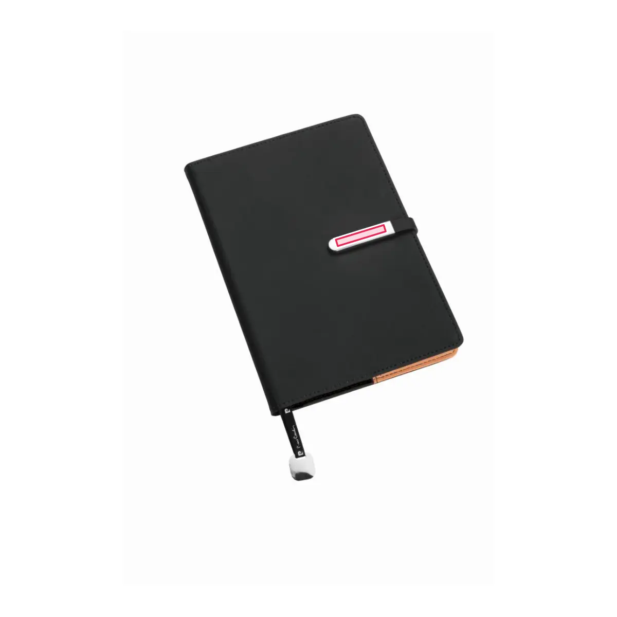 Print location: ELEGANCE Notepad A5, Black - Metal Closure Tag