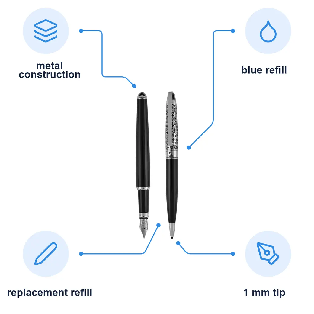 Infographic: PIERRE CARDIN JACQUES Metal ballpoint and fountain pen set