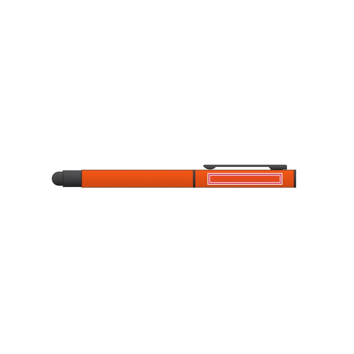 Print location: CELEBRATION Metal Rollerball with Stylus, Orange - Side of Pen Body
