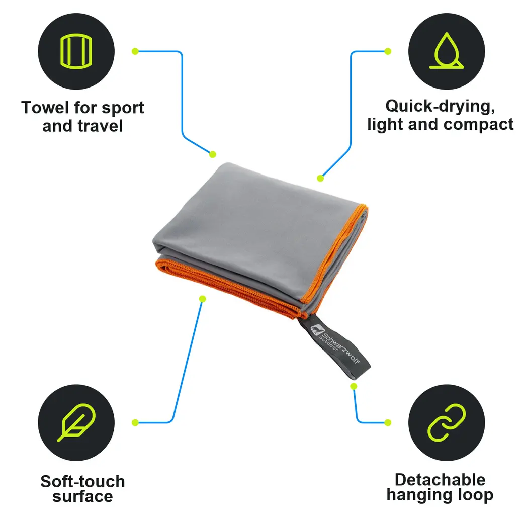 Infographic: SCHWARZWOLF MALAREN Outdoor towel 65 x 140 cm, grey