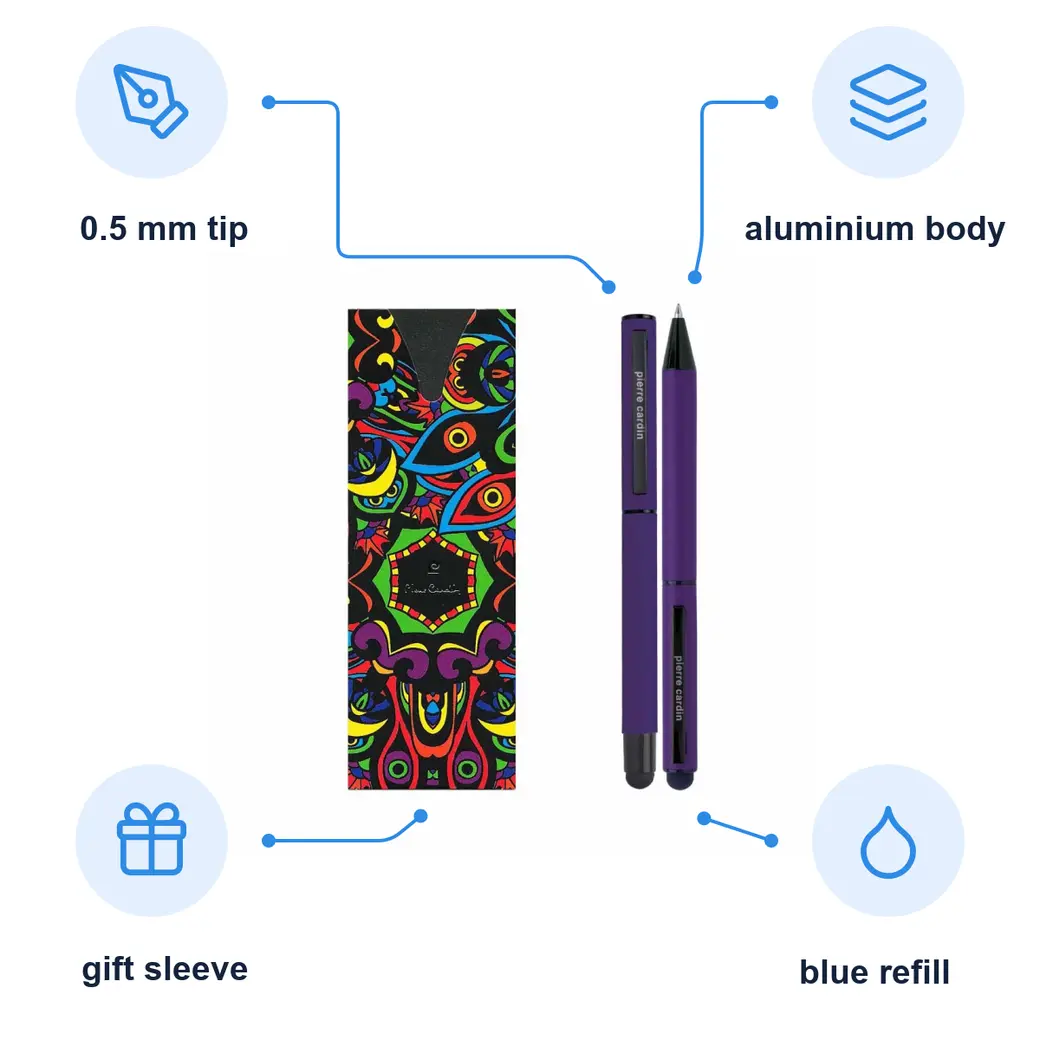 Infographic: PIERRE CARDIN CELEBRATION SET Ballpoint pen and rollerball set, purple