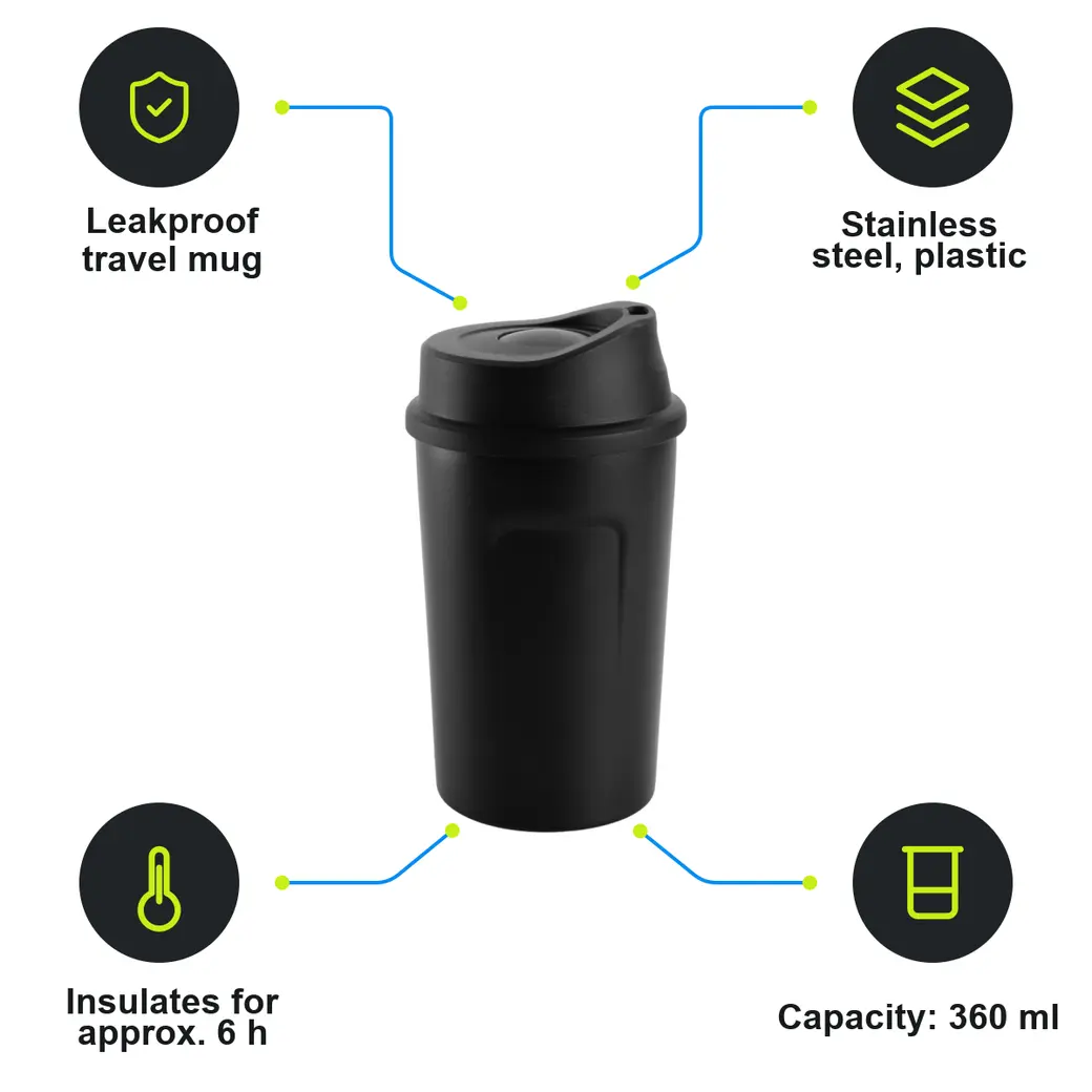 Infographic: SCHWARZWOLF LIARD Insulated mug stainless steel 360 ml, black