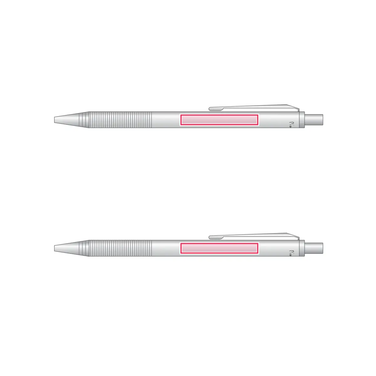 Print placement: AMOUR metal ballpoint pen and mechanical pencil set, silver – Pen and pencil bodies
