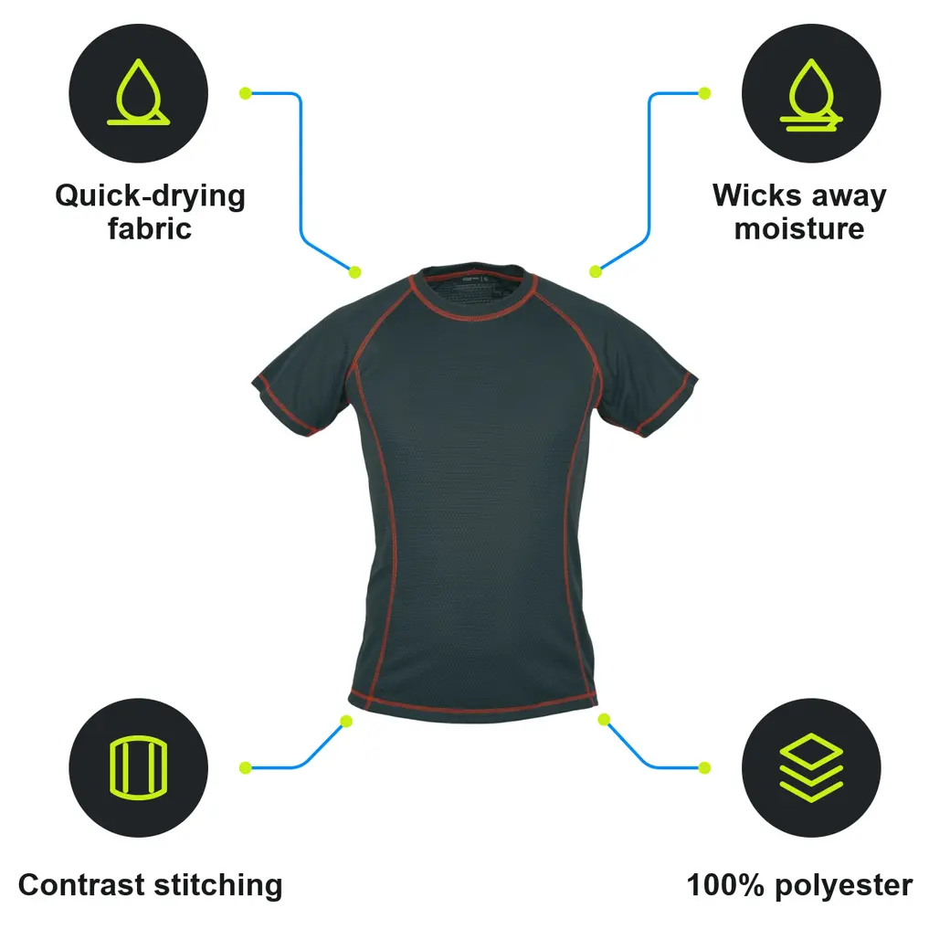 Infographic: SCHWARZWOLF PASSAT MEN performance T-Shirt, Red Stitching, M