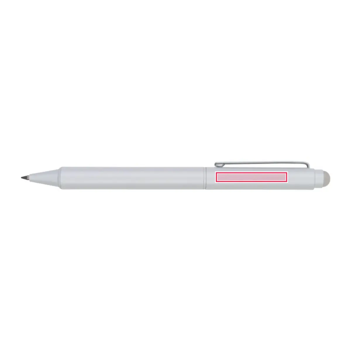 Print placement: ALAIN erasable ballpoint pen, White - Side of pen body