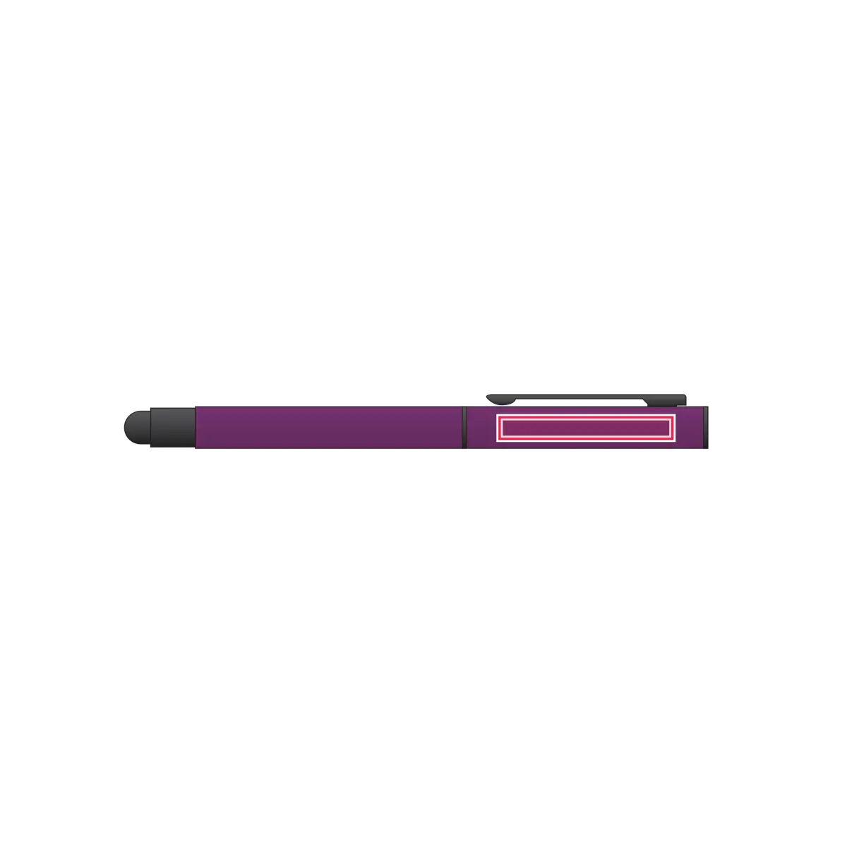 Print placement: CELEBRATION Metal rollerball with Stylus, Purple - Side of Pen Body