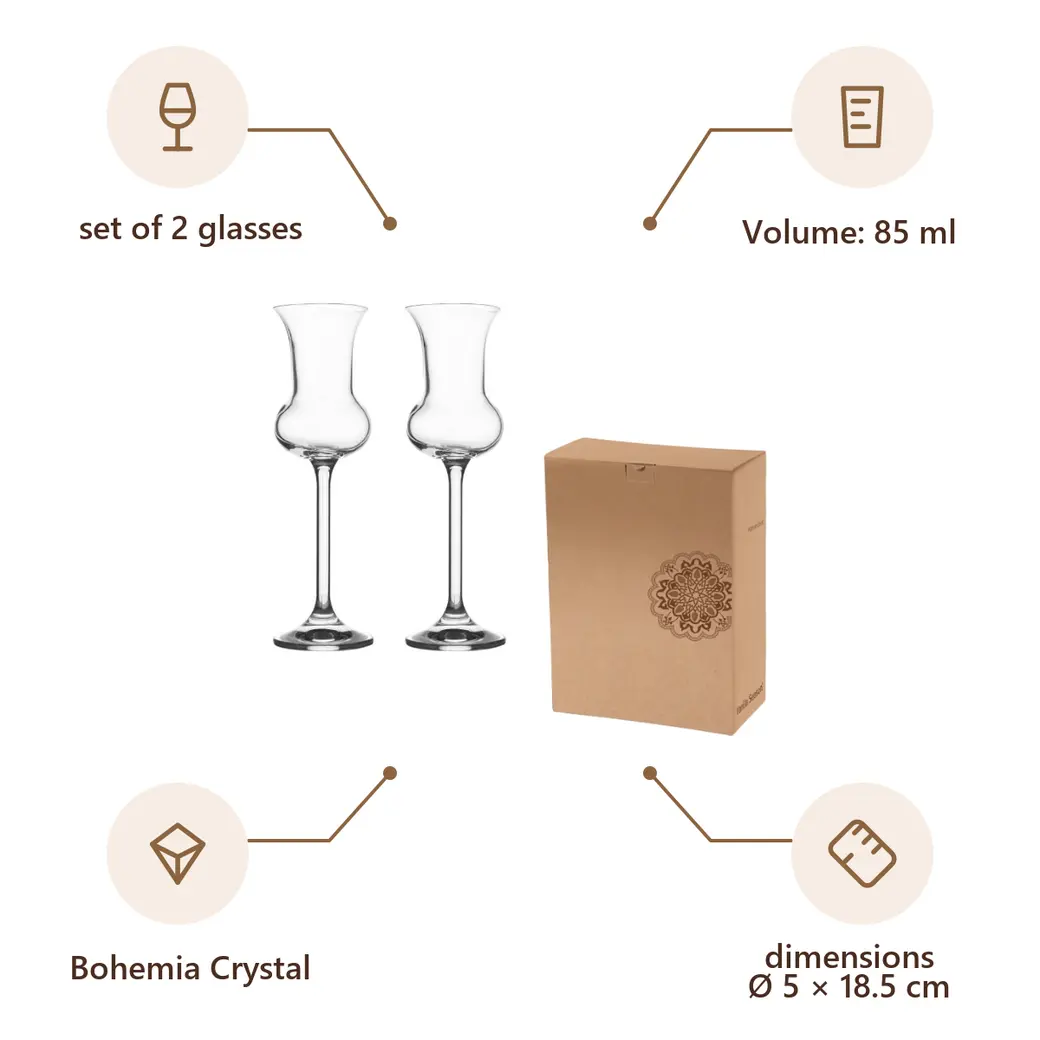 Infographic: VS HAMEDAM 2 Set of 2 glasses for grappa or rum, 85 ml