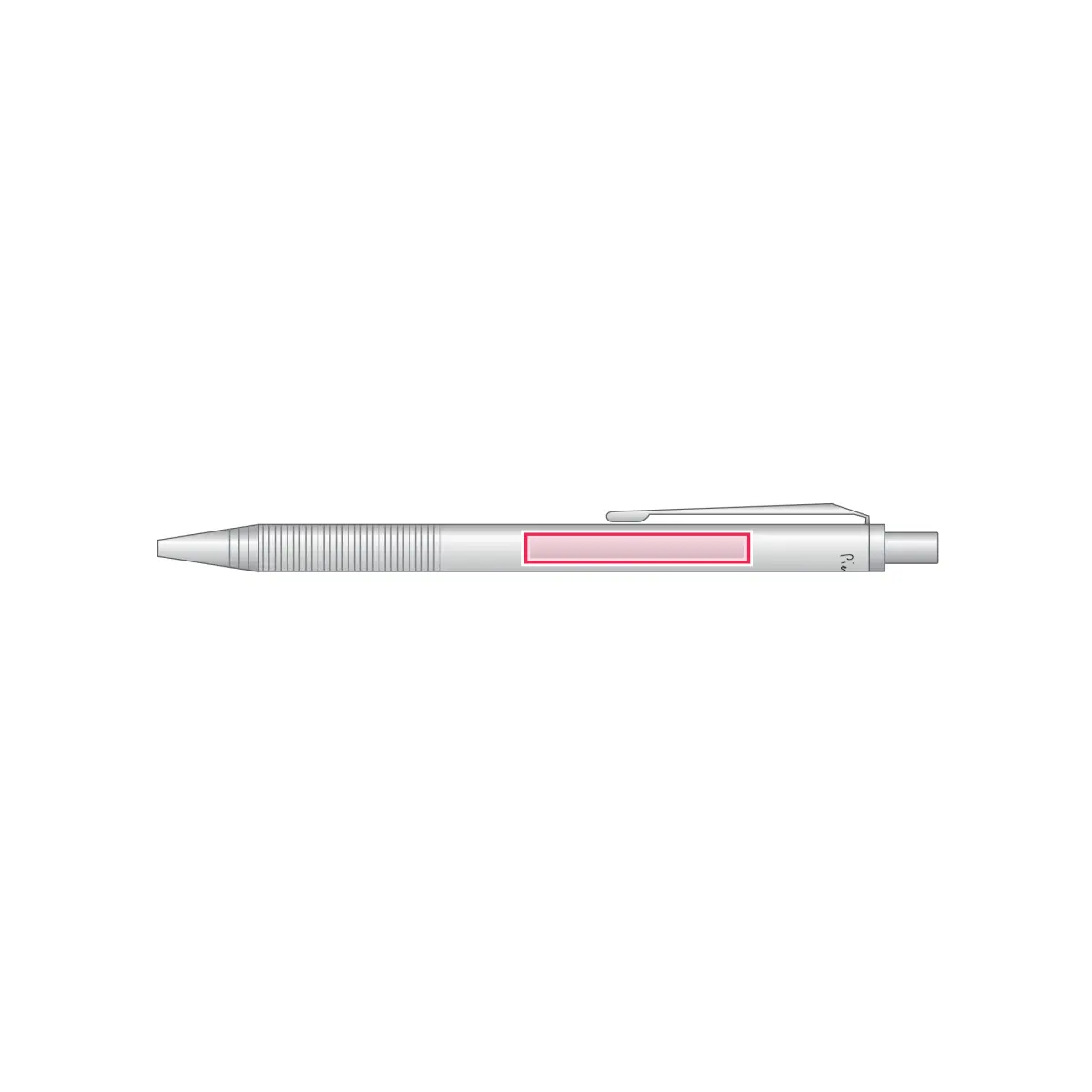 Print location: AMOUR silver mechanical pencil – Side of pen body