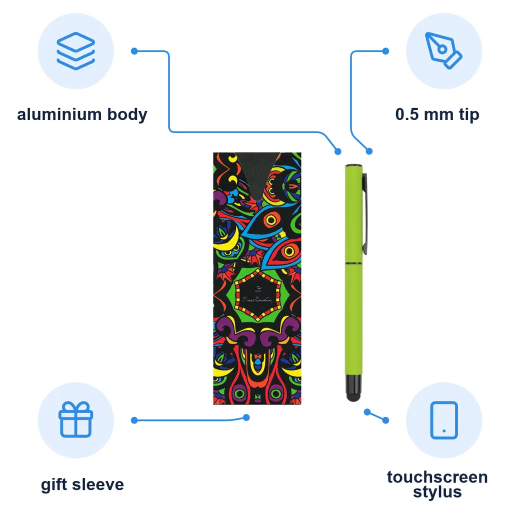 Infographic: PIERRE CARDIN CELEBRATION Metal rollerball with stylus, green