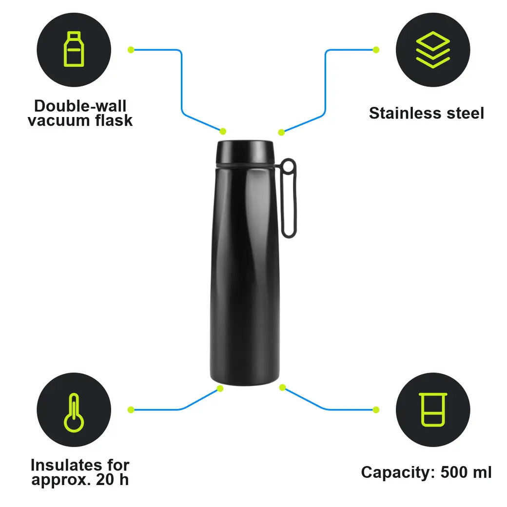 Infographic: SCHWARZWOLF NIKKO Vacuum flask, 500 ml, black