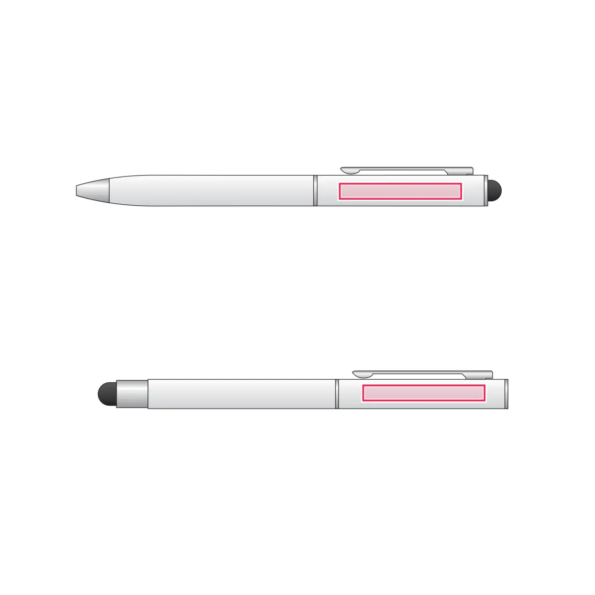 Print placement: CLAUDIE ballpoint and rollerball pen set in a pouch, white – Pen bodies