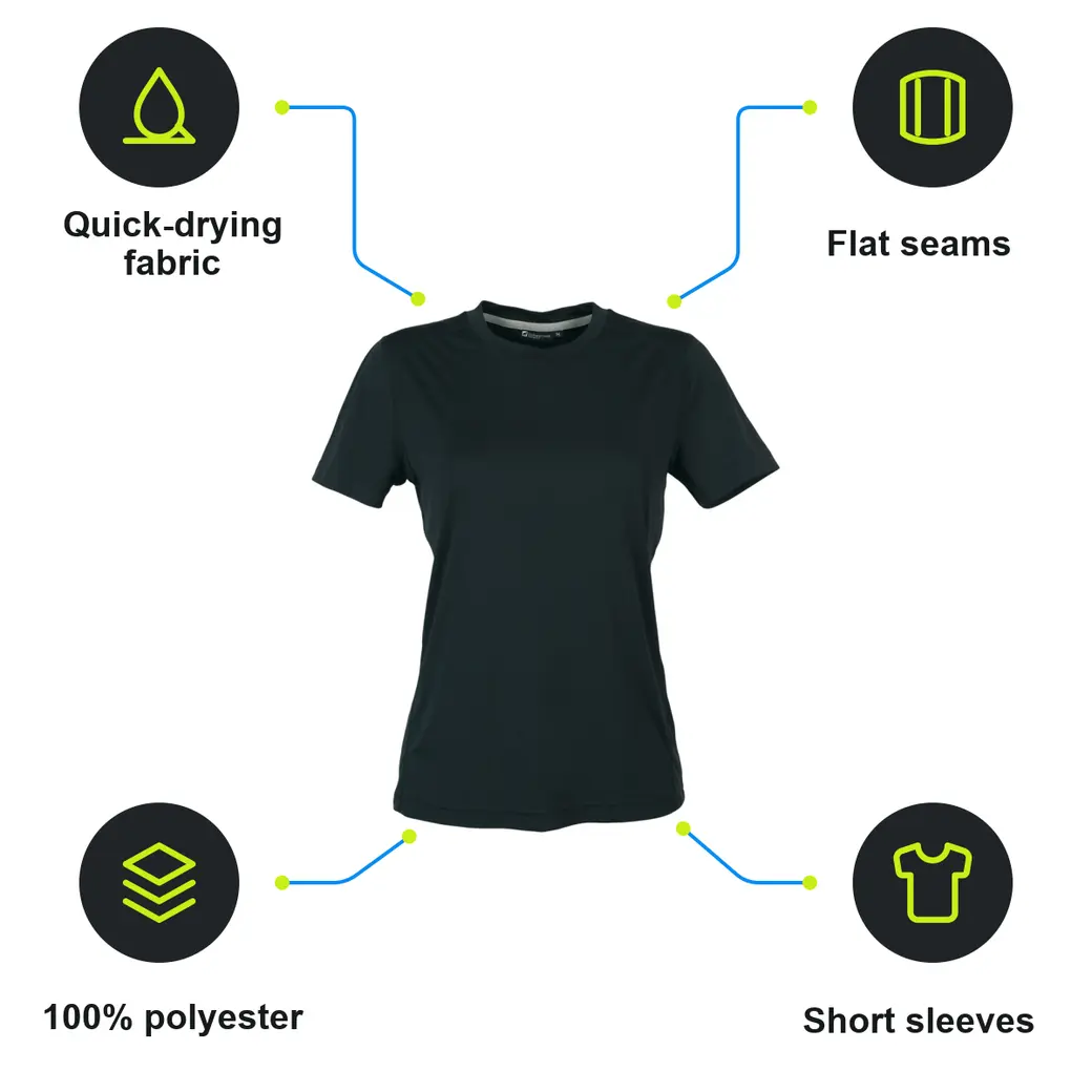 Infographic: SCHWARZWOLF COOL SPORT WOMEN performance T-shirt, black XL