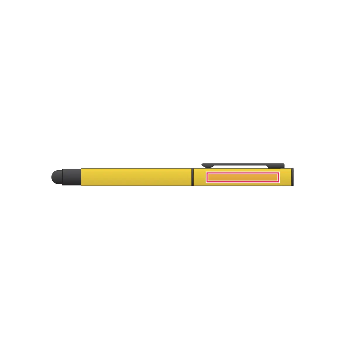 Print location: CELEBRATION Metal Rollerball with Stylus, Yellow - Side of Pen Body