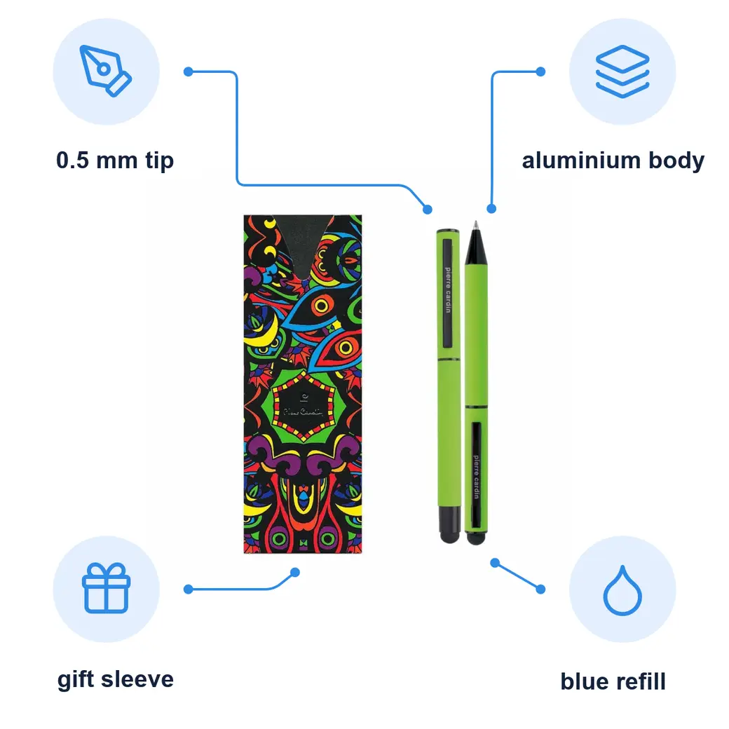 Infographic: PIERRE CARDIN CELEBRATION SET Ballpoint pen and rollerball set, green
