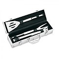 3 BBQ tools in aluminium case, silver