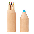 6 pencils in wooden box