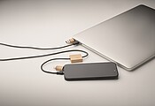 60W charging cable, wood
