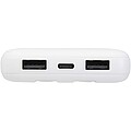 Adhil 10.000 mAh 10W recycled plastic power bank with 2 built-in cables, white