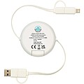 Alasia 5-in-1 100 cm recycled plastic and aluminium retractable data sync and 45W fast charge cable, silver