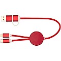 Alasia 5-in-1 recycled aluminium and plastic 30 cm data sync and 27W fast charge cable, red