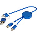 Alasia 5-in-1 recycled aluminium and plastic 30 cm data sync and 27W fast charge cable, royal blue