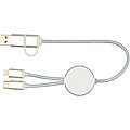 Alasia 5-in-1 recycled aluminium and plastic 30 cm data sync and 27W fast charge cable, silver