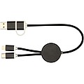 Alasia 5-in-1 recycled aluminium and plastic 30 cm data sync and 27W fast charge cable, solid black
