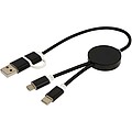 Alasia 5-in-1 recycled aluminium and plastic 30 cm data sync and 27W fast charge cable, solid black