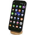 Alcor recycled plastic foldeable magnetic phone stand with bamboo details, solid black
