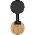 Alcor recycled plastic foldeable magnetic phone stand with bamboo details, solid black