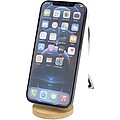 Alcor recycled plastic foldeable magnetic phone stand with bamboo details, white