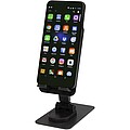 Alhena recycled plastic foldeable phone holder with metal desk stand, solid black