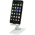 Alhena recycled plastic foldeable phone holder with metal desk stand, white