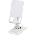 Alhena recycled plastic foldeable phone holder with metal desk stand, white