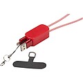 Anser recycled plastic smartphone lanyard with 27W 5-in-1 built-in cable, red