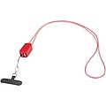 Anser recycled plastic smartphone lanyard with 27W 5-in-1 built-in cable, red
