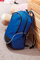 Backpack, zippered main compartment and zippered front compartment,colour blue, black