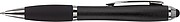 Ballpen with black ink and rubber tip. Black