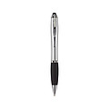 Ballpen with black ink and rubber tip. Silver