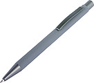 Ballpen with rubber finish. The tip, top and clip match each other with a dark grey colour.