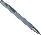 Ballpen with rubber finish. The tip, top and clip match each other with a dark grey colour.