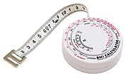 Body measuring tape to determine Body Mass Index, 150cm, packed in a gift box,colour white