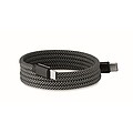 Braided magnetic cable in RPET, white/black