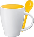 Ceramic cup with a spoon, yellow